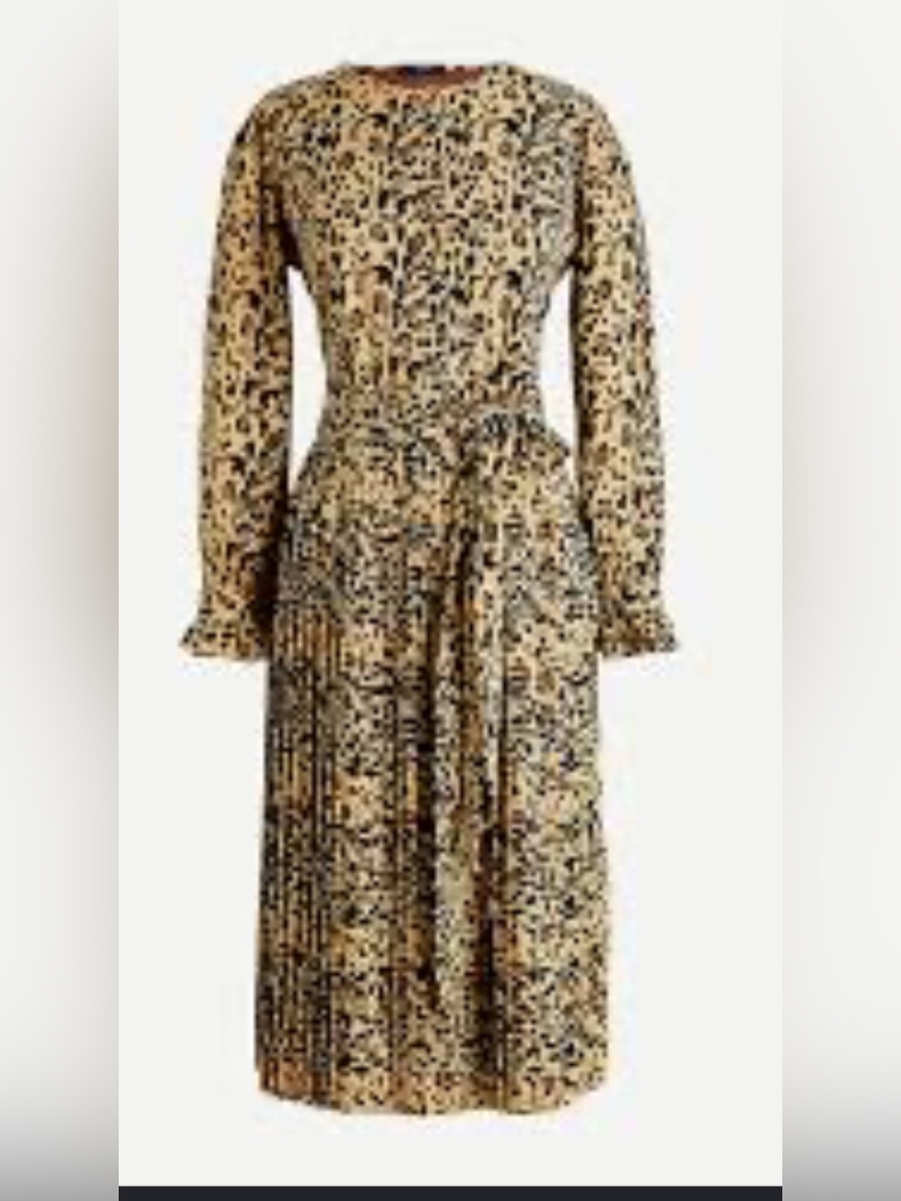 J. Crew Tan and Black Leopard-Print Long Sleeve Midi Dress Missing Size Tag